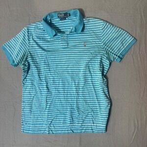 Polo Ralph Lauren Mens XL Pima Soft Touch Striped Polo Shirt Turquoise